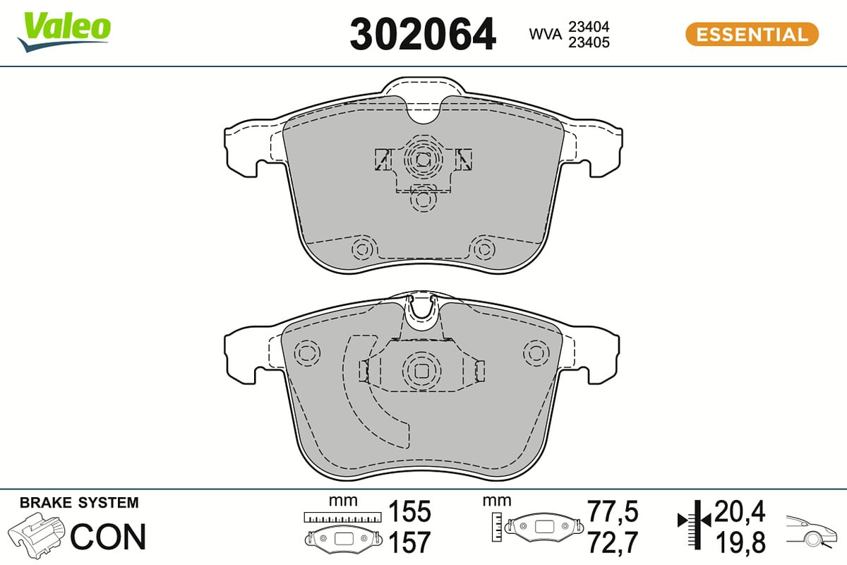 Jeu de 4 plaquettes de frein VALEO ref. 302064